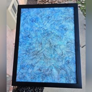 Handmade Watercolor Painting Abstract Ink Framed Artist Signed Original Decor